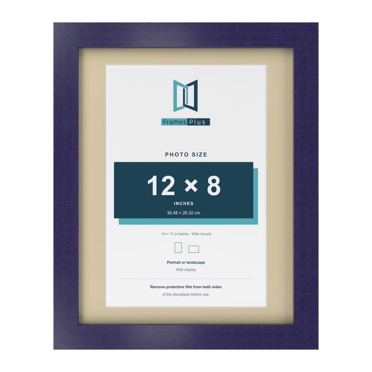 Purple 14 x 11 inch picture frame with an ivory mount for a 12 x 8 inch photo