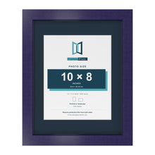 Purple 14 x 11 inch picture frame with a Pacific Blue mount for a 10 x 8 inch photo