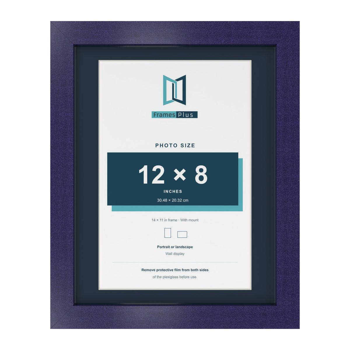 Purple 14 x 11 inch picture frame with a Pacific Blue mount for a 12 x 8 inch photo