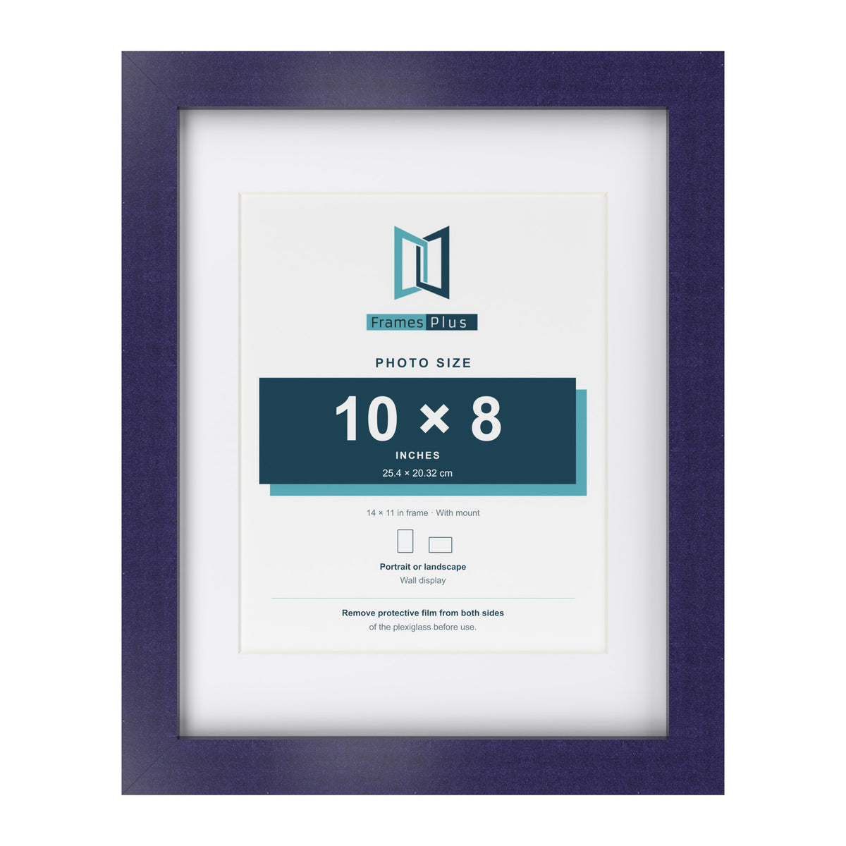 Purple 14 x 11 inch picture frame with a white mount for a 10 x 8 inch photo