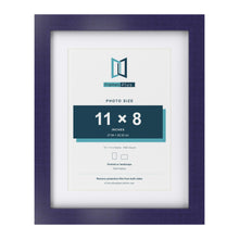 Purple 14 x 11 inch picture frame with a white mount for an 11 x 8 inch photo