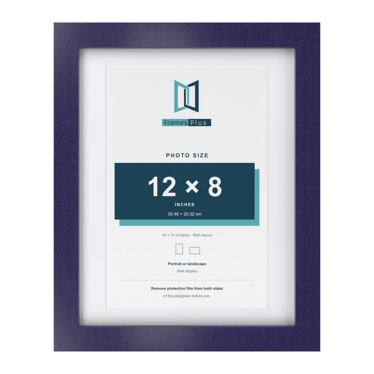 Purple 14 x 11 inch picture frame with a white mount for a 12 x 8 inch photo