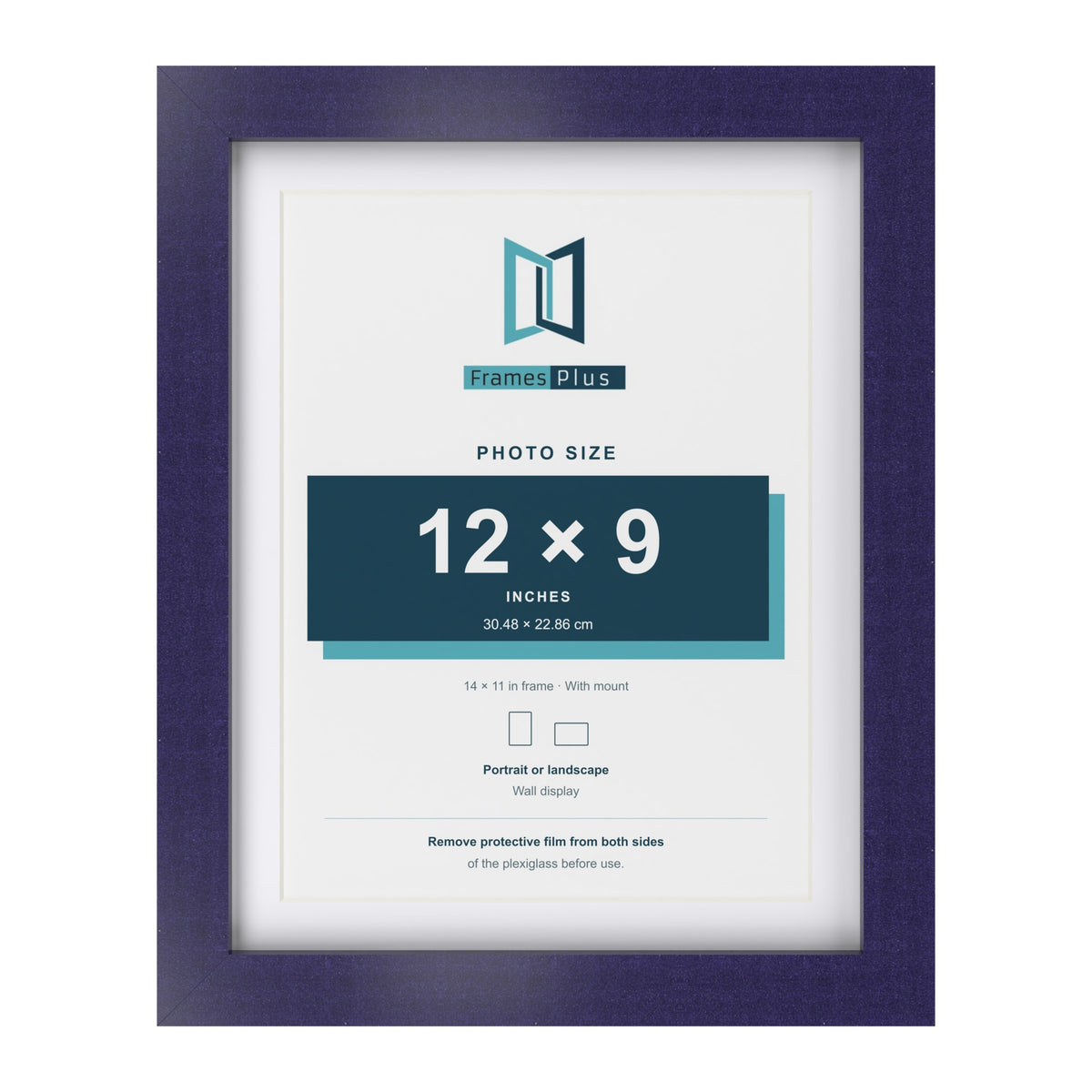 Purple 14 x 11 inch picture frame with a white mount for a 12 x 9 inch photo