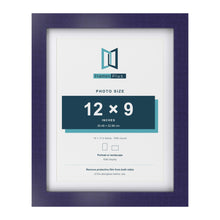 Purple 14 x 11 inch picture frame with a white mount for a 12 x 9 inch photo