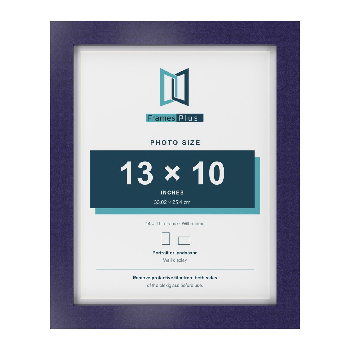 Purple 14 x 11 inch picture frame with a white mount for a 13 x 10 inch photo