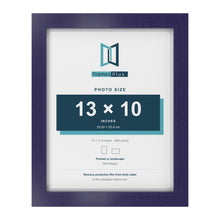 Purple 14 x 11 inch picture frame with a white mount for a 13 x 10 inch photo