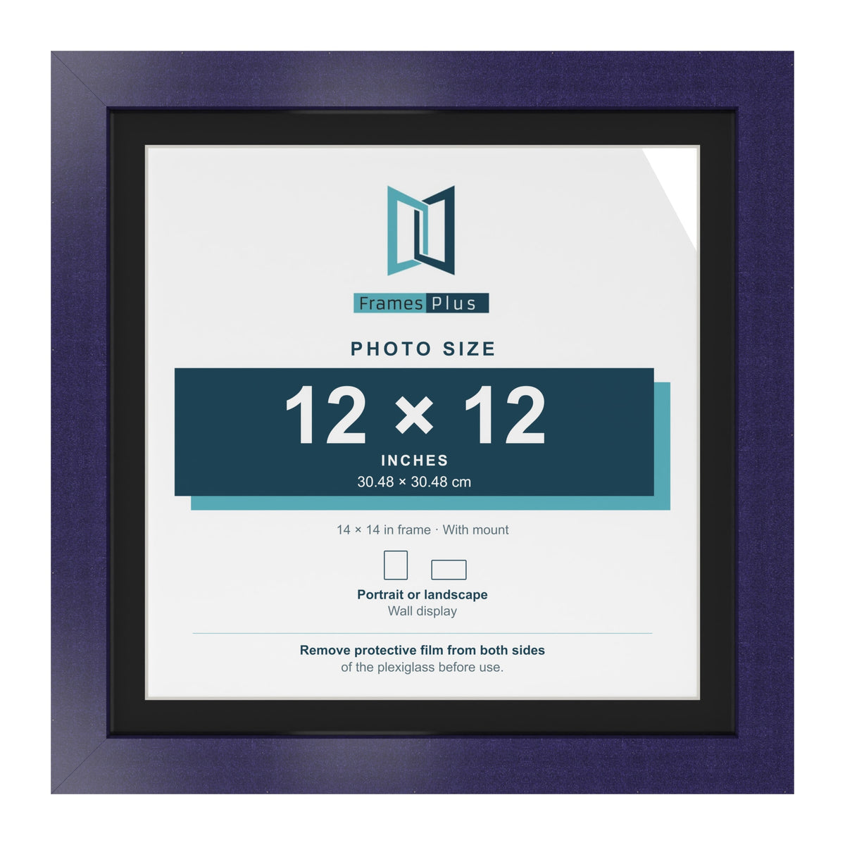 Purple 14 x 14 inch picture frame with a black mount for a 12 x 12 inch photo