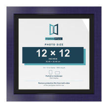 Purple 14 x 14 inch picture frame with a black mount for a 12 x 12 inch photo