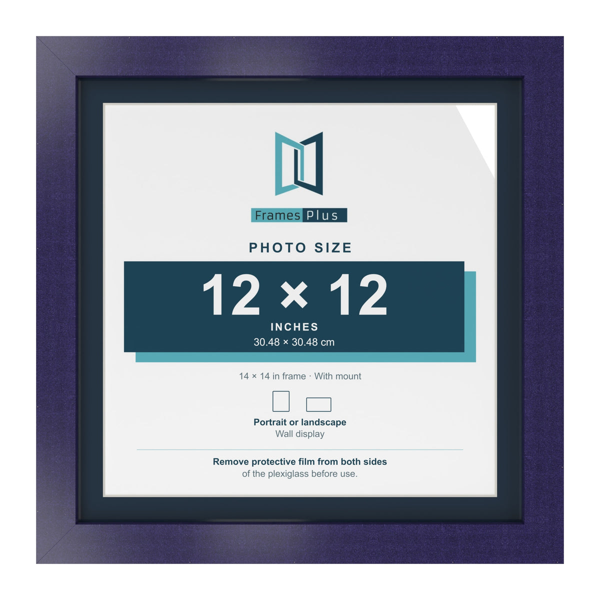 Purple 14 x 14 inch picture frame with a Pacific Blue mount for a 12 x 12 inch photo