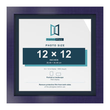 Purple 14 x 14 inch picture frame with a Pacific Blue mount for a 12 x 12 inch photo