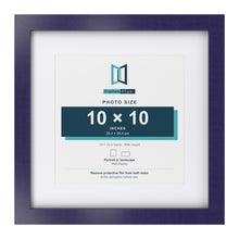 Purple 14 x 14 inch picture frame with a white mount for a 10 x 10 inch photo