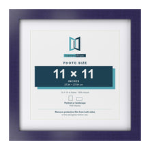 Purple 14 x 14 inch picture frame with a white mount for an 11 x 11 inch photo