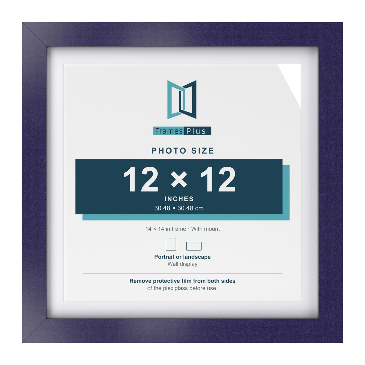 Purple 14 x 14 inch picture frame with a white mount for a 12 x 12 inch photo