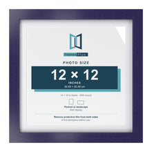 Purple 14 x 14 inch picture frame with a white mount for a 12 x 12 inch photo