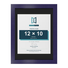 Purple 16 x 12 inch picture frame with a black mount for a 12 x 10 inch photo