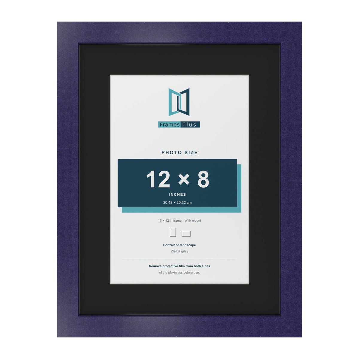 Purple 16 x 12 inch picture frame with a black mount for a 12 x 8 inch photo