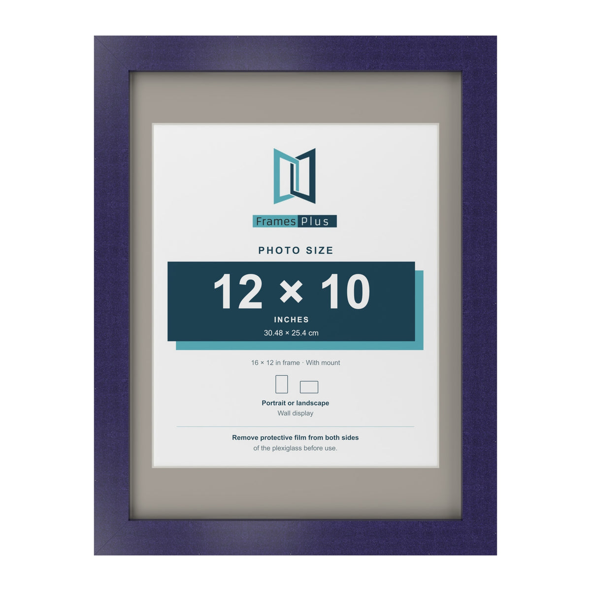 Purple 16 x 12 inch picture frame with a Dawn Grey mount for a 12 x 10 inch photo