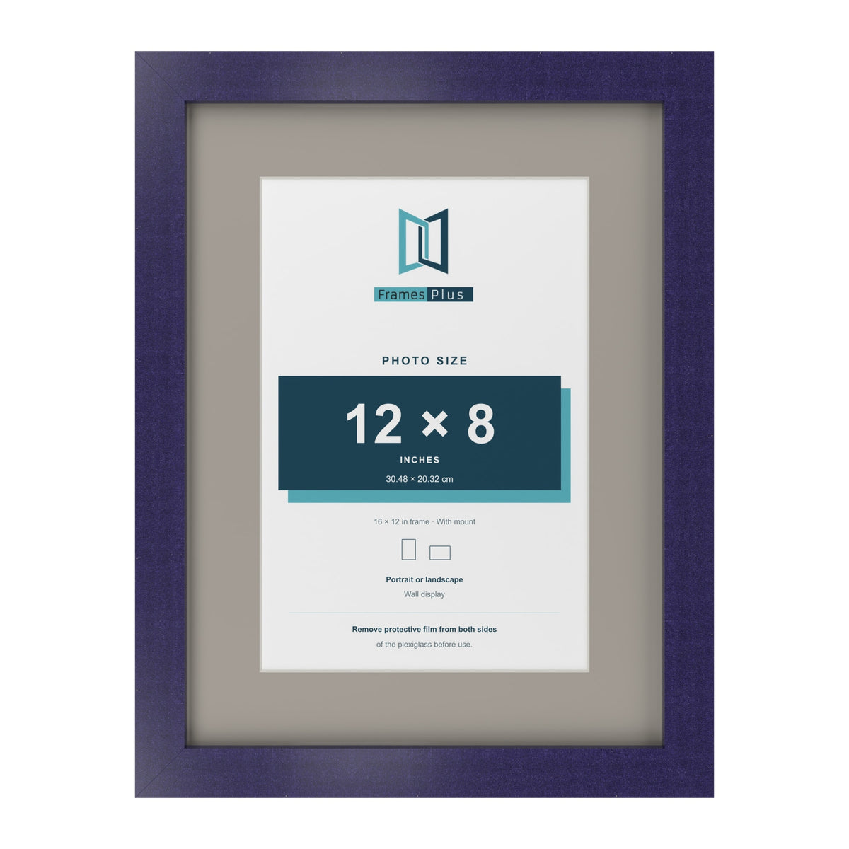 Purple 16 x 12 inch picture frame with a Dawn Grey mount for a 12 x 8 inch photo