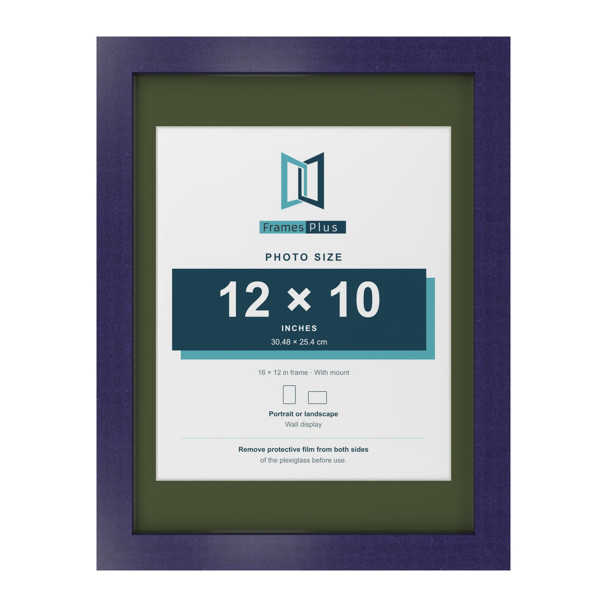 Purple 16 x 12 inch picture frame with a green mount for a 12 x 10 inch photo