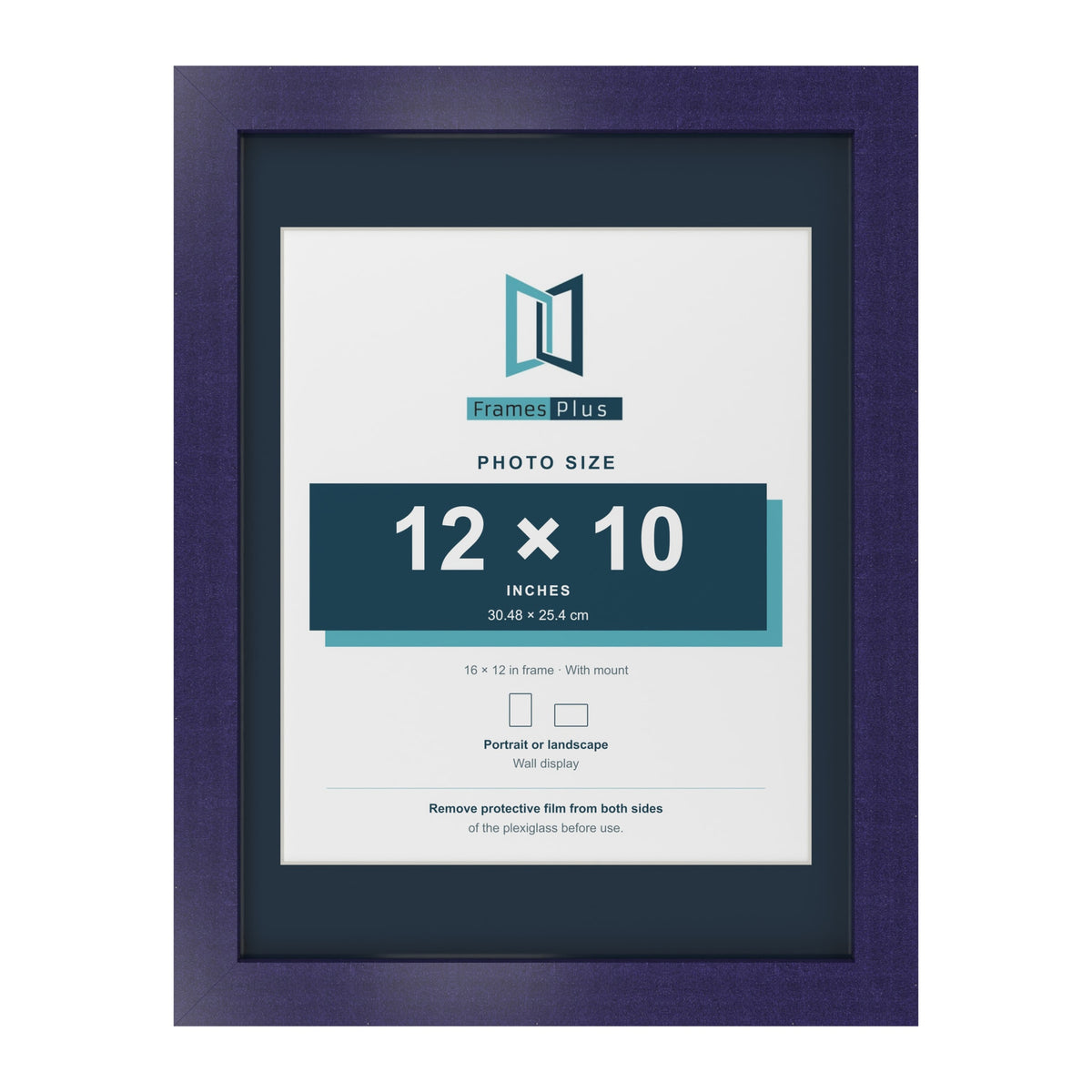 Purple 16 x 12 inch picture frame with a Pacific Blue mount for a 12 x 10 inch photo