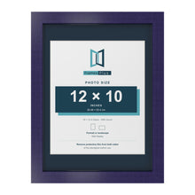 Purple 16 x 12 inch picture frame with a Pacific Blue mount for a 12 x 10 inch photo
