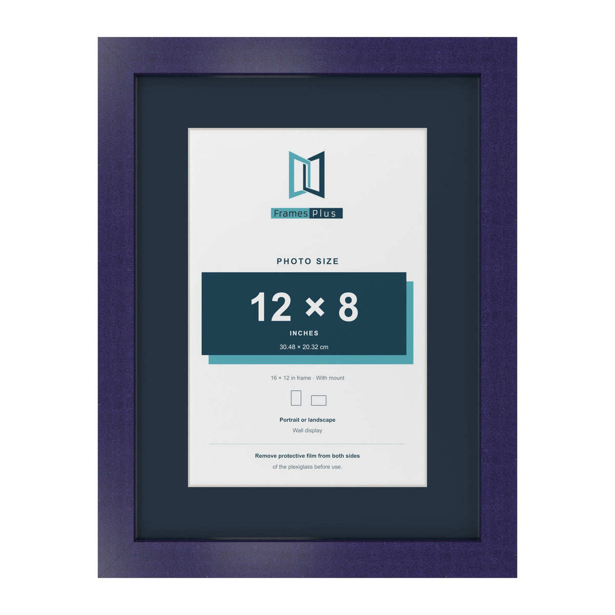Purple 16 x 12 inch picture frame with a Pacific Blue mount for a 12 x 8 inch photo