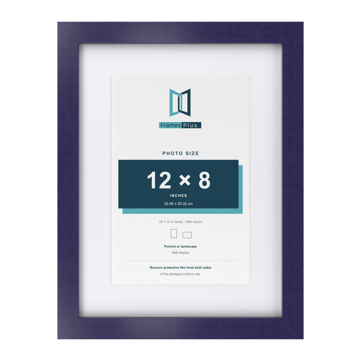 Purple 16 x 12 inch picture frame with a white mount for a 12 x 8 inch photo
