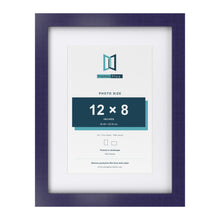 Purple 16 x 12 inch picture frame with a white mount for a 12 x 8 inch photo