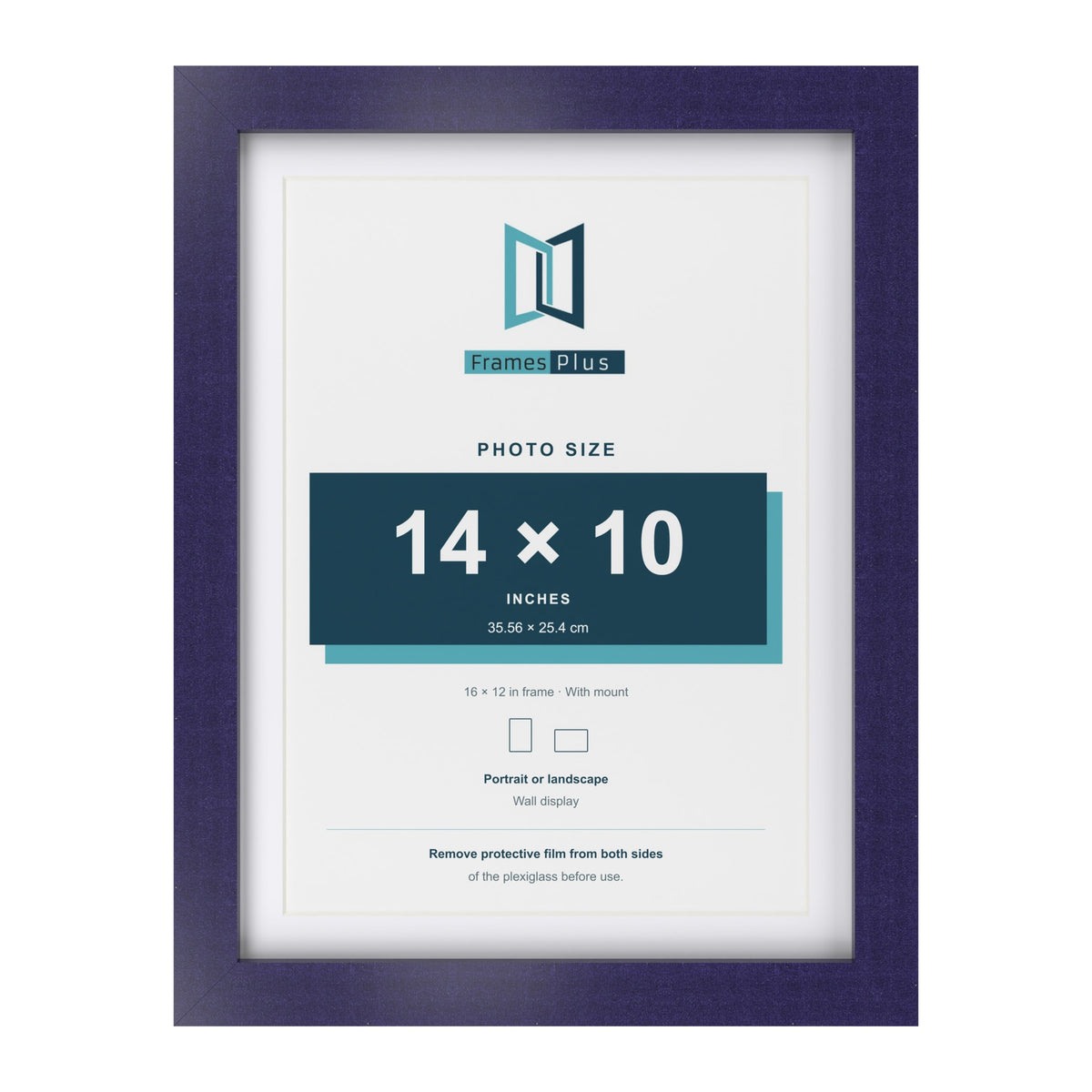 Purple 16 x 12 inch picture frame with a white mount for a 14 x 10 inch photo