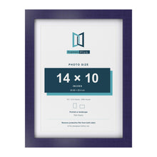 Purple 16 x 12 inch picture frame with a white mount for a 14 x 10 inch photo
