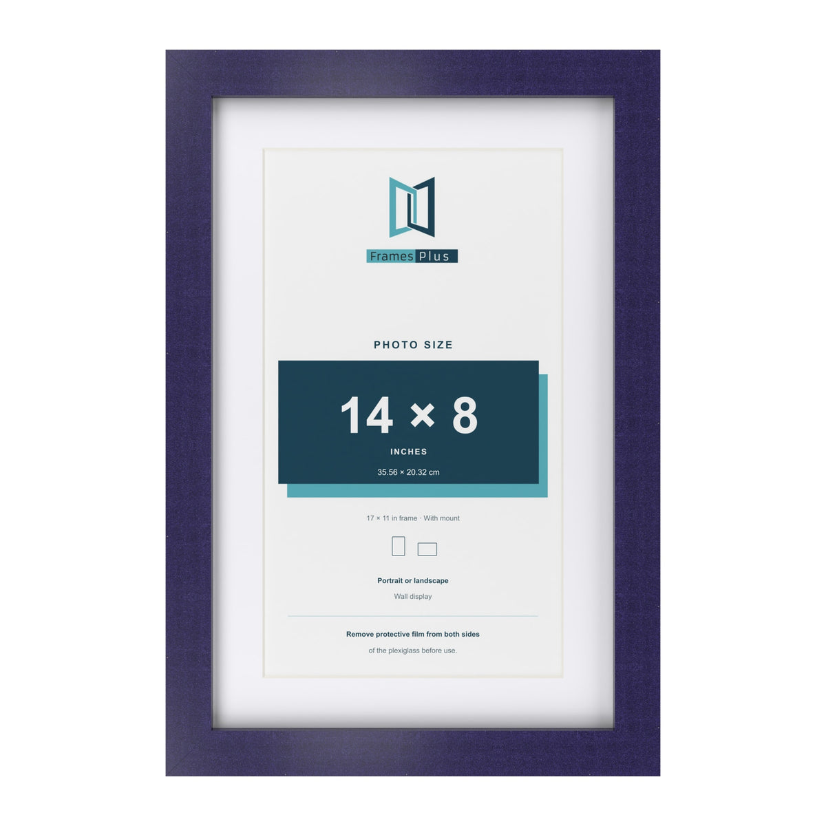 Purple 17 x 11 inch picture frame with a white mount for a 14 x 8 inch photo