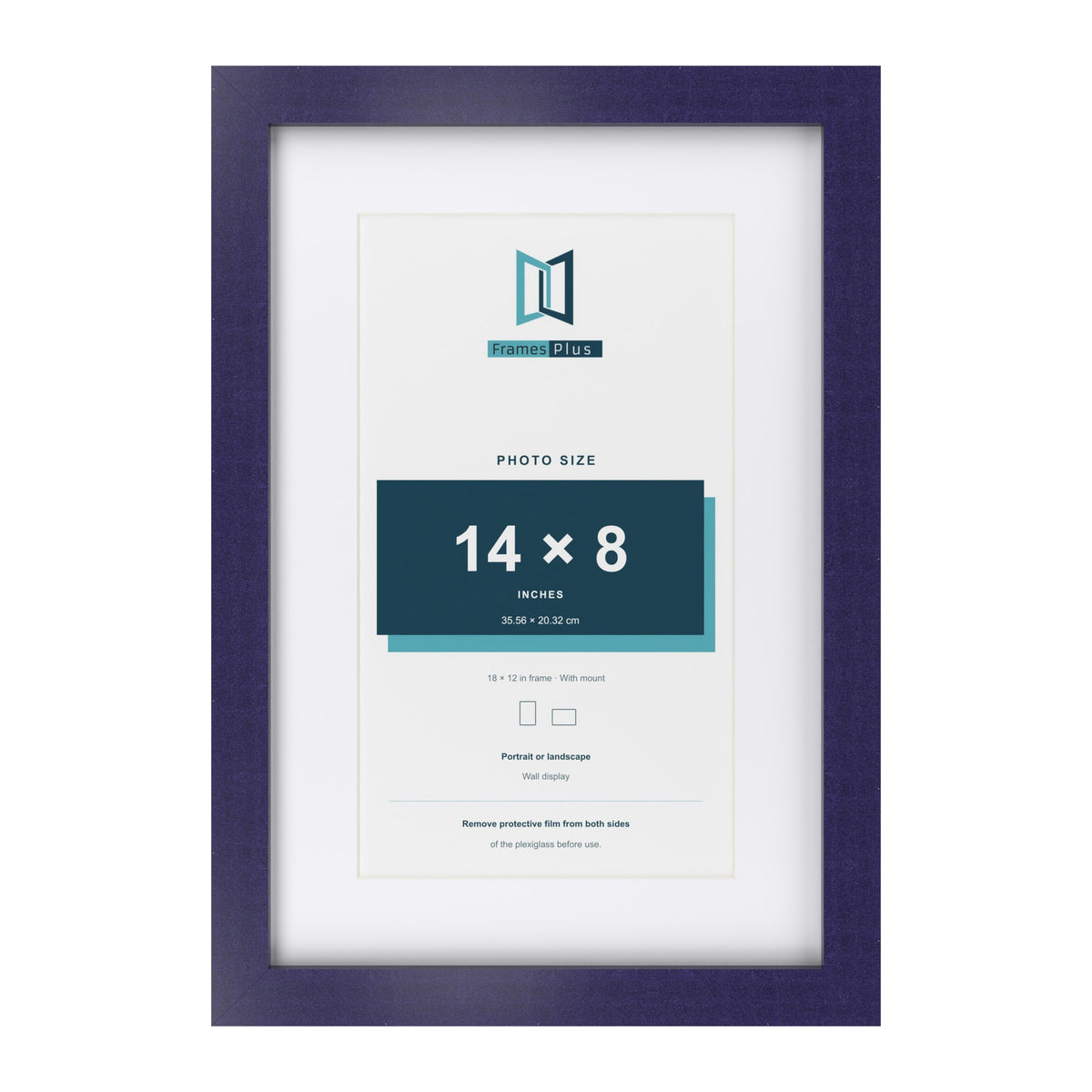 Purple 18 x 12 inch picture frame with a white mount for a 14 x 8 inch photo
