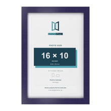 Purple 18 x 12 inch picture frame with a white mount for a 16 x 10 inch photo