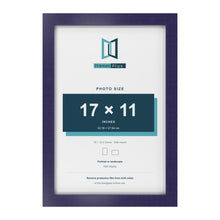 Purple 18 x 12 inch picture frame with a white mount for a 17 x 11 inch photo