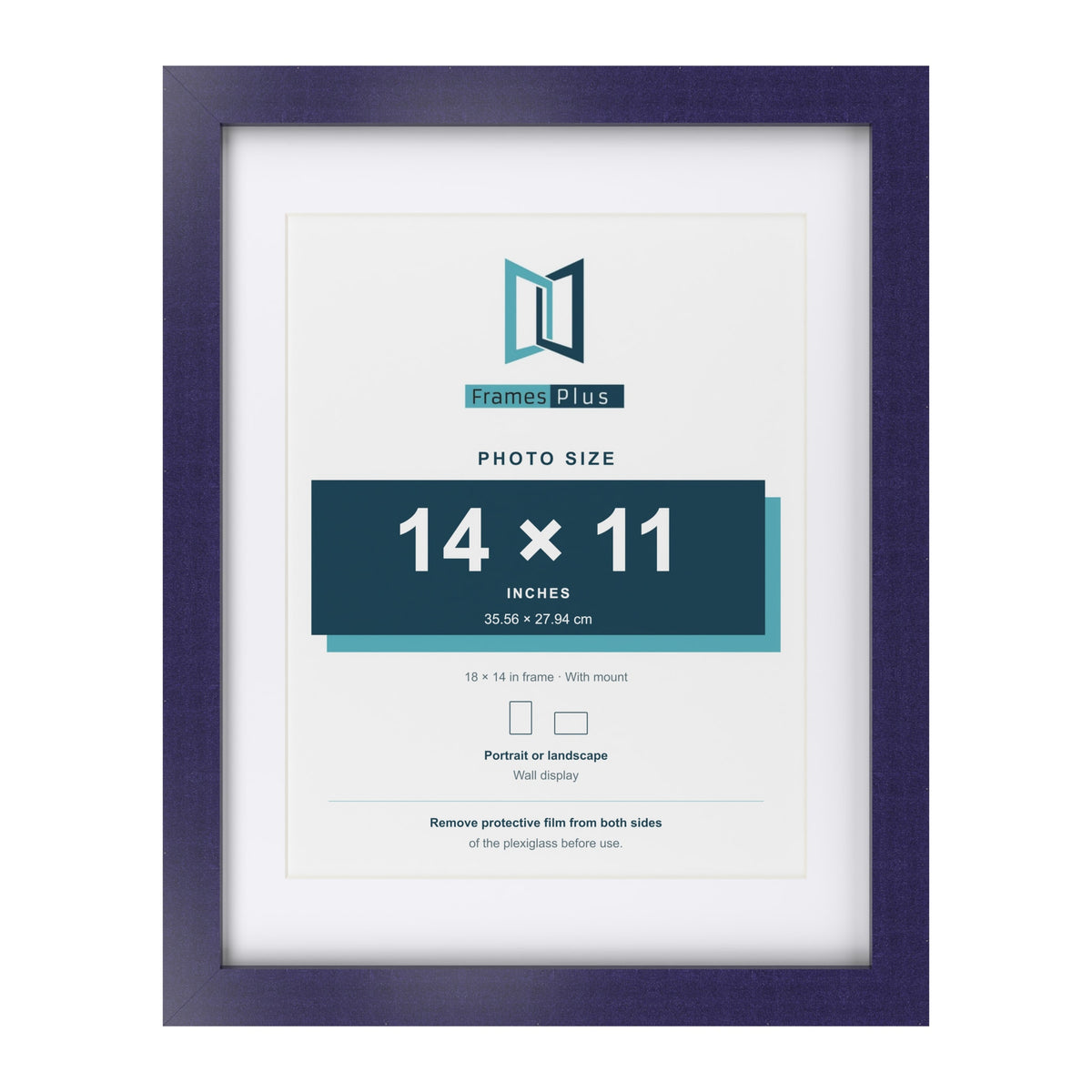 Purple 18 x 14 inch picture frame with a white mount for a 14 x 11 inch photo