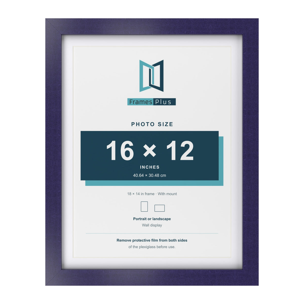 Purple 18 x 14 inch picture frame with a white mount for a 16 x 12 inch photo