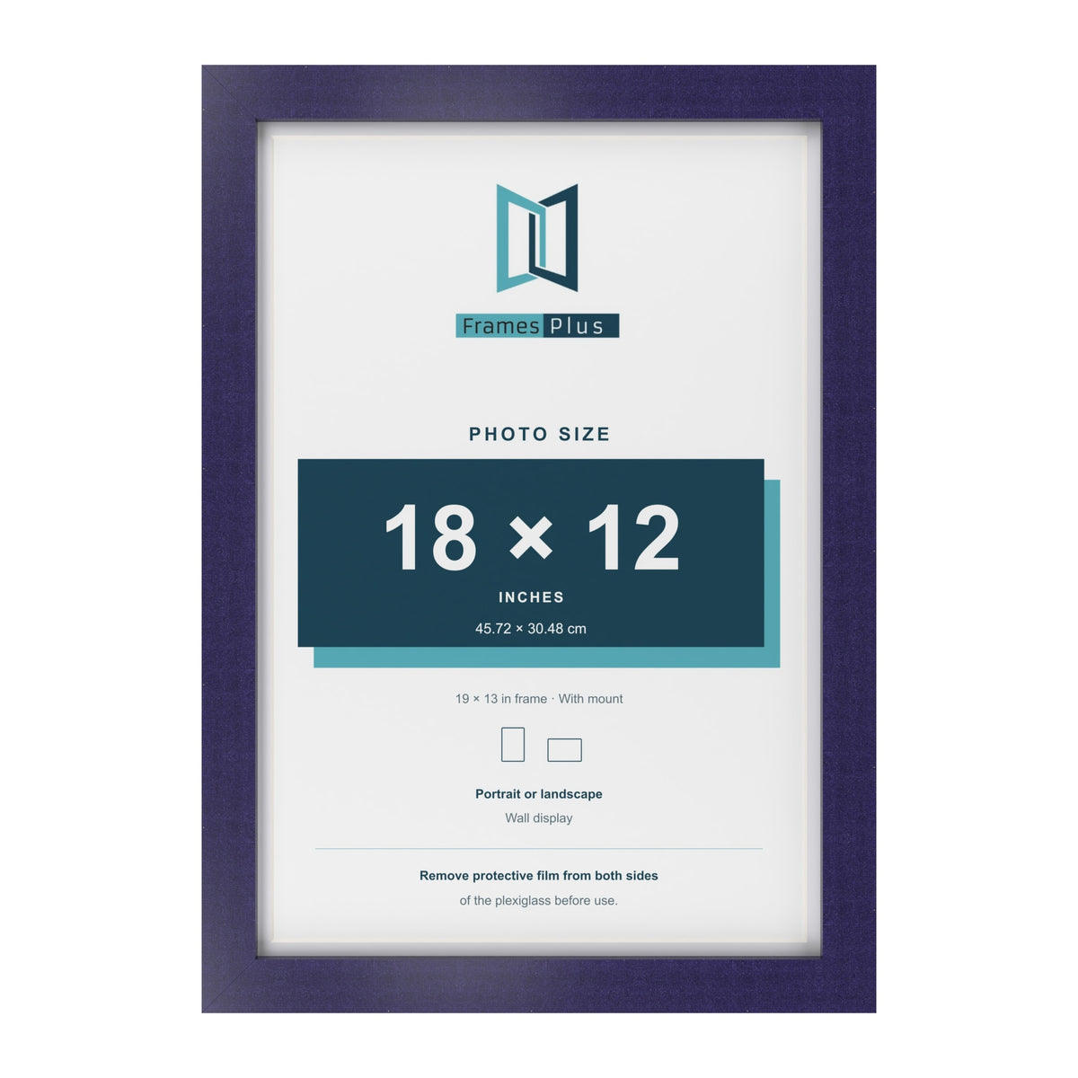 Purple 19 x 13 inch picture frame with a white mount for an 18 x 12 inch photo