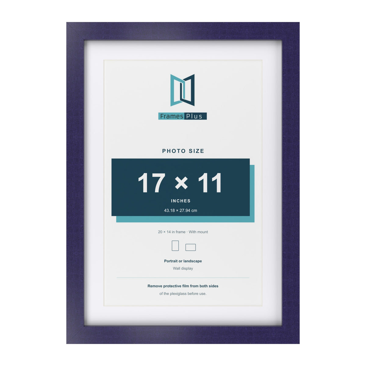 Purple 20 x 14 inch picture frame with a white mount for a 17 x 11 inch photo