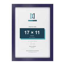 Purple 20 x 14 inch picture frame with a white mount for a 17 x 11 inch photo