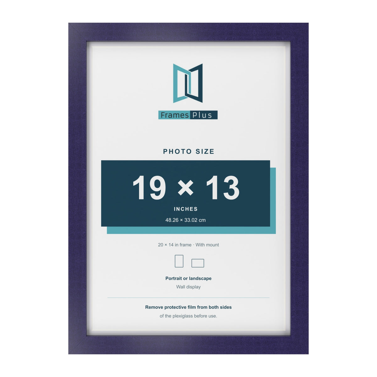 Purple 20 x 14 inch picture frame with a white mount for a 19 x 13 inch photo
