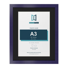 Purple 20 x 16 inch picture frame with a black mount for an A3 photo