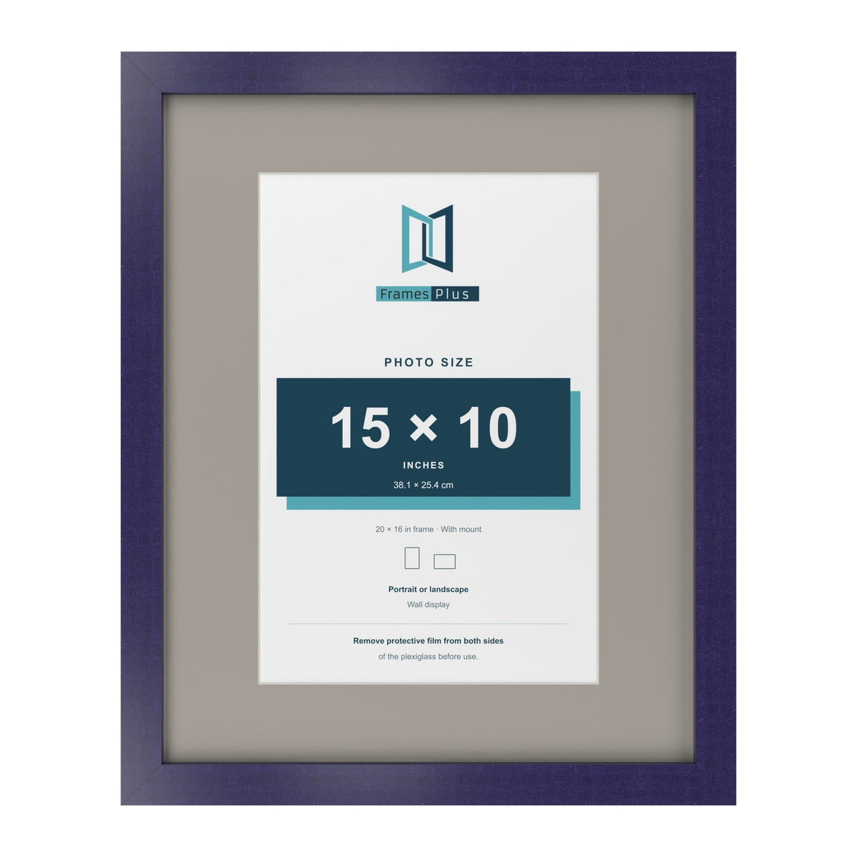 Purple 20 x 16 inch picture frame with a Dawn Grey mount for a 15 x 10 inch photo