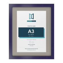 Purple 20 x 16 inch picture frame with a Dawn Grey mount for an A3 photo