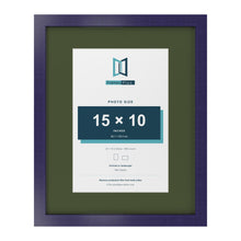 Purple 20 x 16 inch picture frame with a green mount for a 15 x 10 inch photo