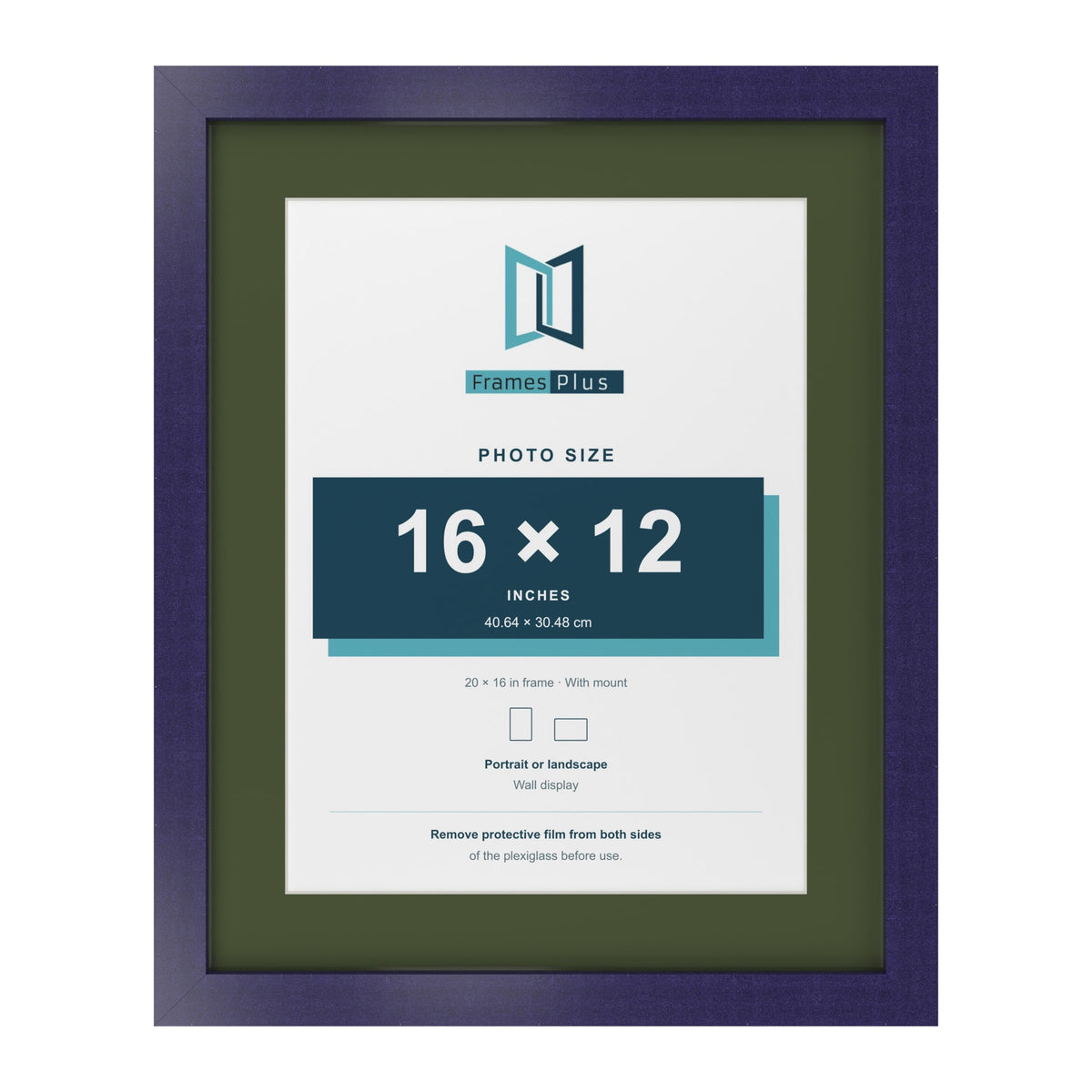 Purple 20 x 16 inch picture frame with a green mount for a 16 x 12 inch photo