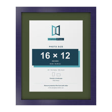 Purple 20 x 16 inch picture frame with a green mount for a 16 x 12 inch photo