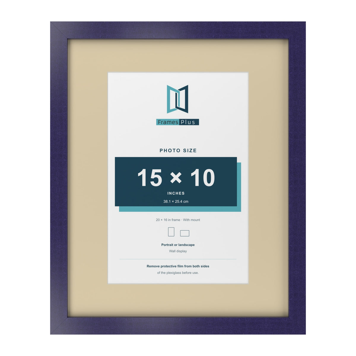 Purple 20 x 16 inch picture frame with an ivory mount for a 15 x 10 inch photo