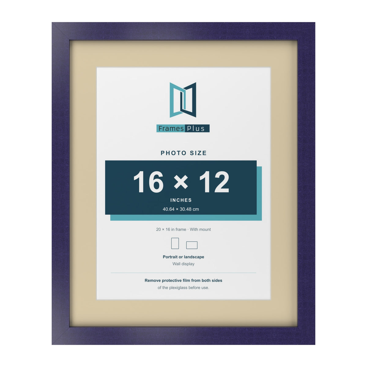 Purple 20 x 16 inch picture frame with an ivory mount for a 16 x 12 inch photo