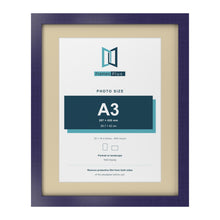 Purple 20 x 16 inch picture frame with an ivory mount for an A3 photo
