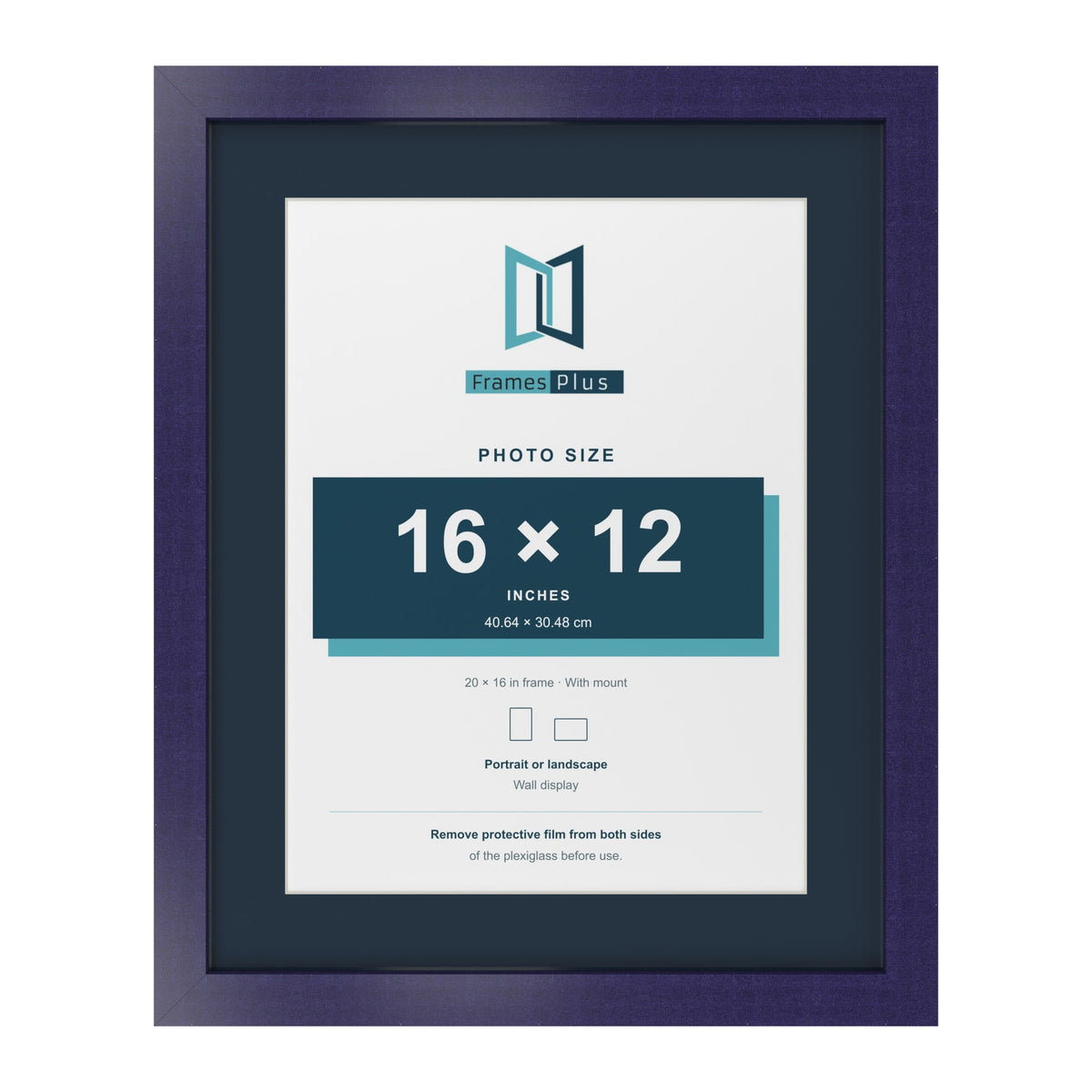 Purple 20 x 16 inch picture frame with a Pacific Blue mount for a 16 x 12 inch photo